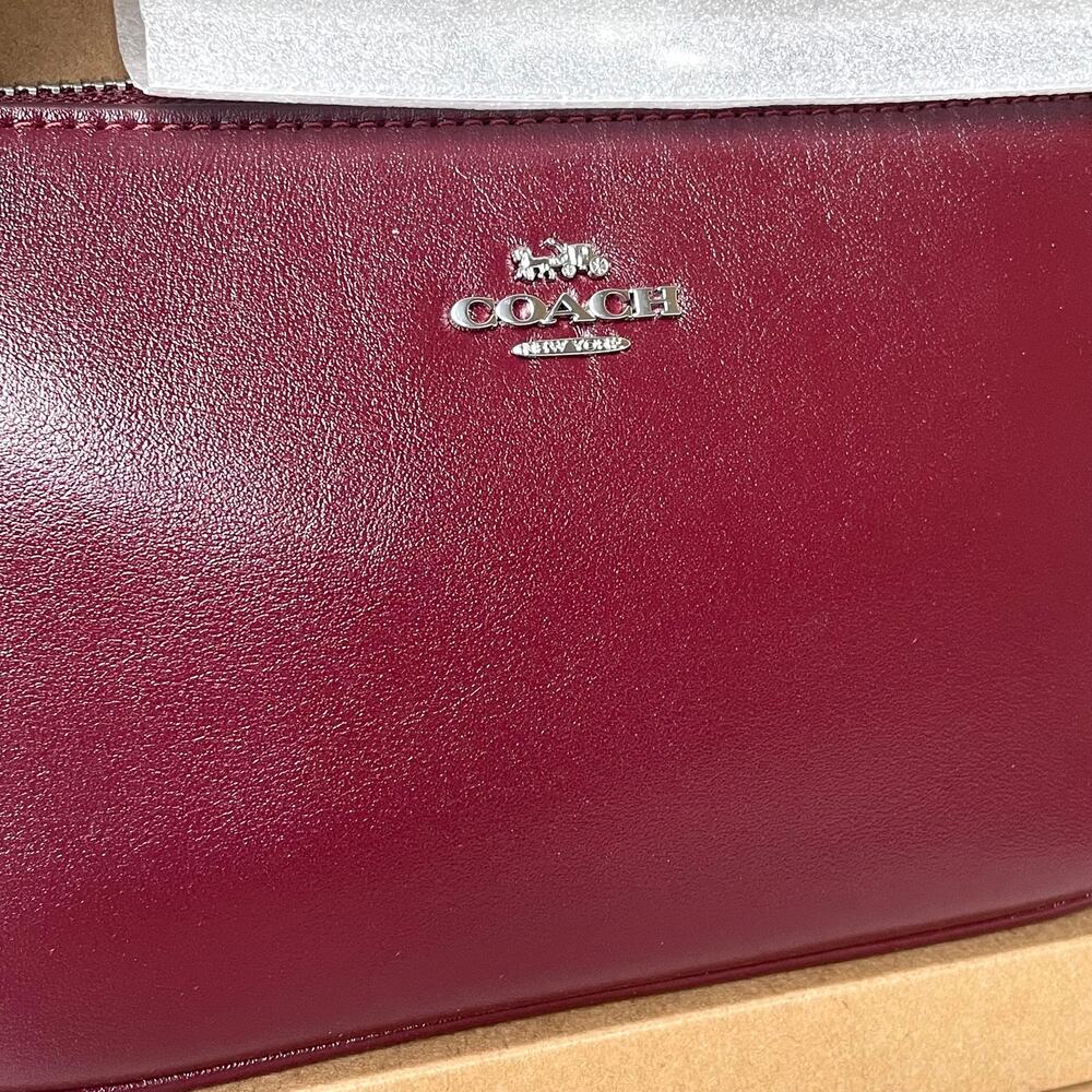 Coach Nolita 19 Bag and Charm Set Dark Wine Leather Silver CCK95 Boxed - Picture 7 of 14